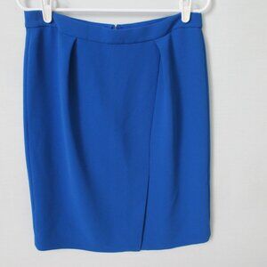 J Crew royal blue knee length lined pleated straight pencil skirt *Sz 8*